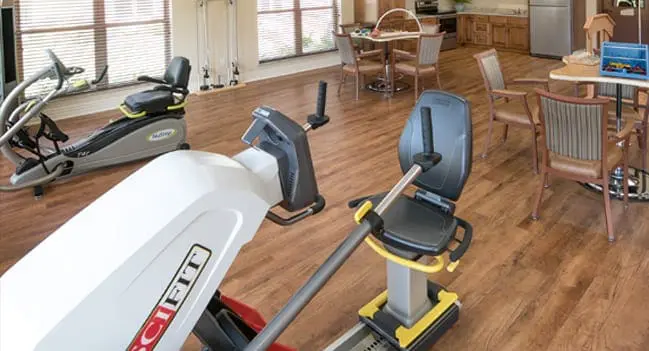 Workout equipment in room